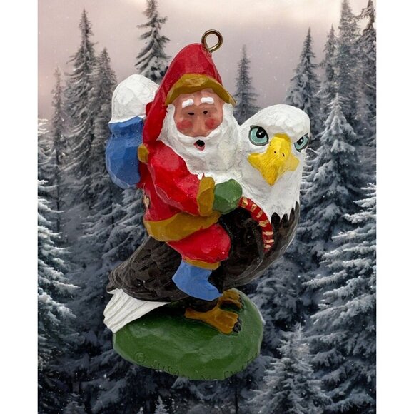 House of Hatten Santa Riding an Eagle Christmas Ornament 1998 Susan M Smith - Picture 1 of 9